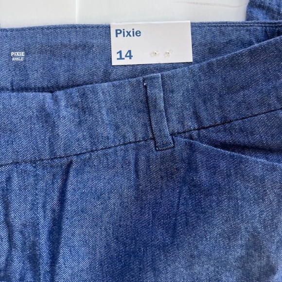 Old Navy Pixie Dressy Denim Pants with Red White Blue Striped  Sz 14 NWT - Picture 6 of 7